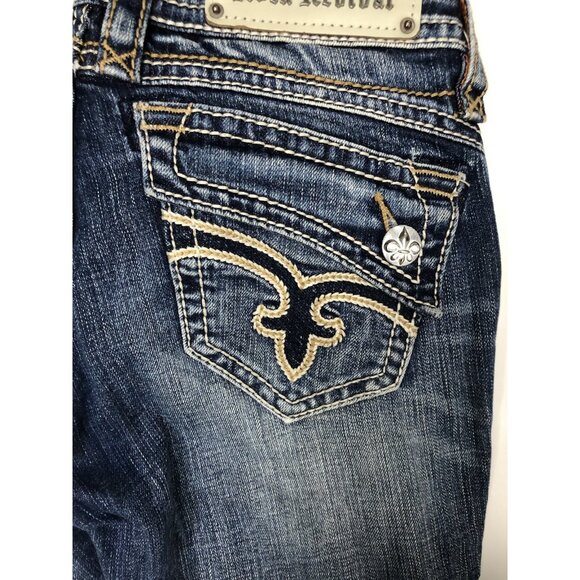 Rock Revival Johanna Women’s 27x19 Blue Denim Jeans Capri Distressed - Picture 2 of 8